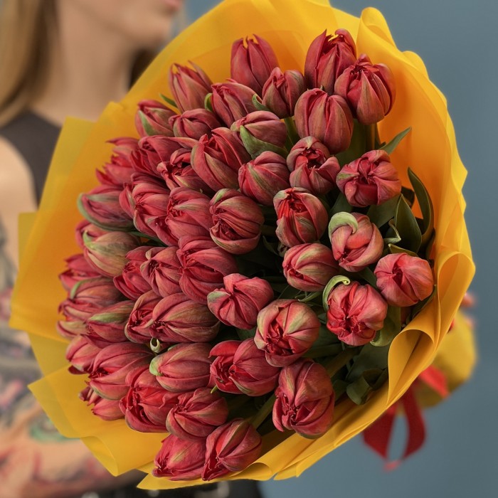 51 красный пионовидный тюльпан  Ред Принц